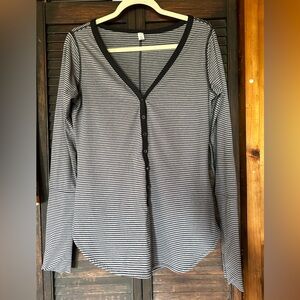 Lululemon Awesoma Henley Hyper Stripe Black Heathered Slate